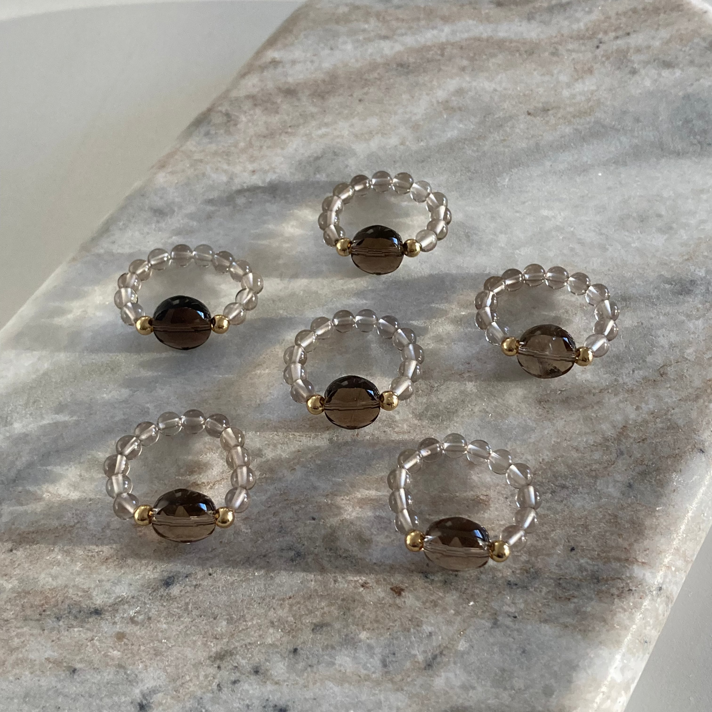 Smoky Quartz Bead Ring